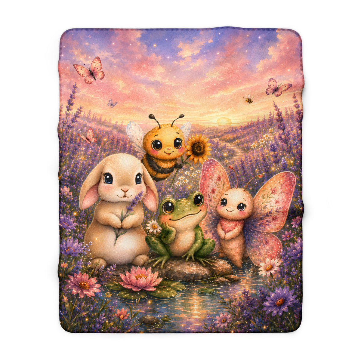 Lila & the Meadow Friends Sherpa Keepsake Blanket