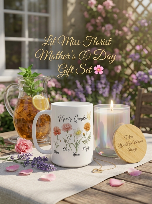 Mom's Garden Gift Set🌸 — Personalized Birth Flower Mug & Keepsake Candle
